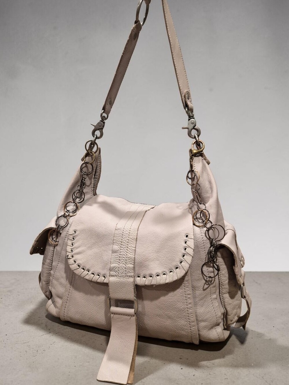 We The Free Leigh Distressed Leather Boho Hobo Bag